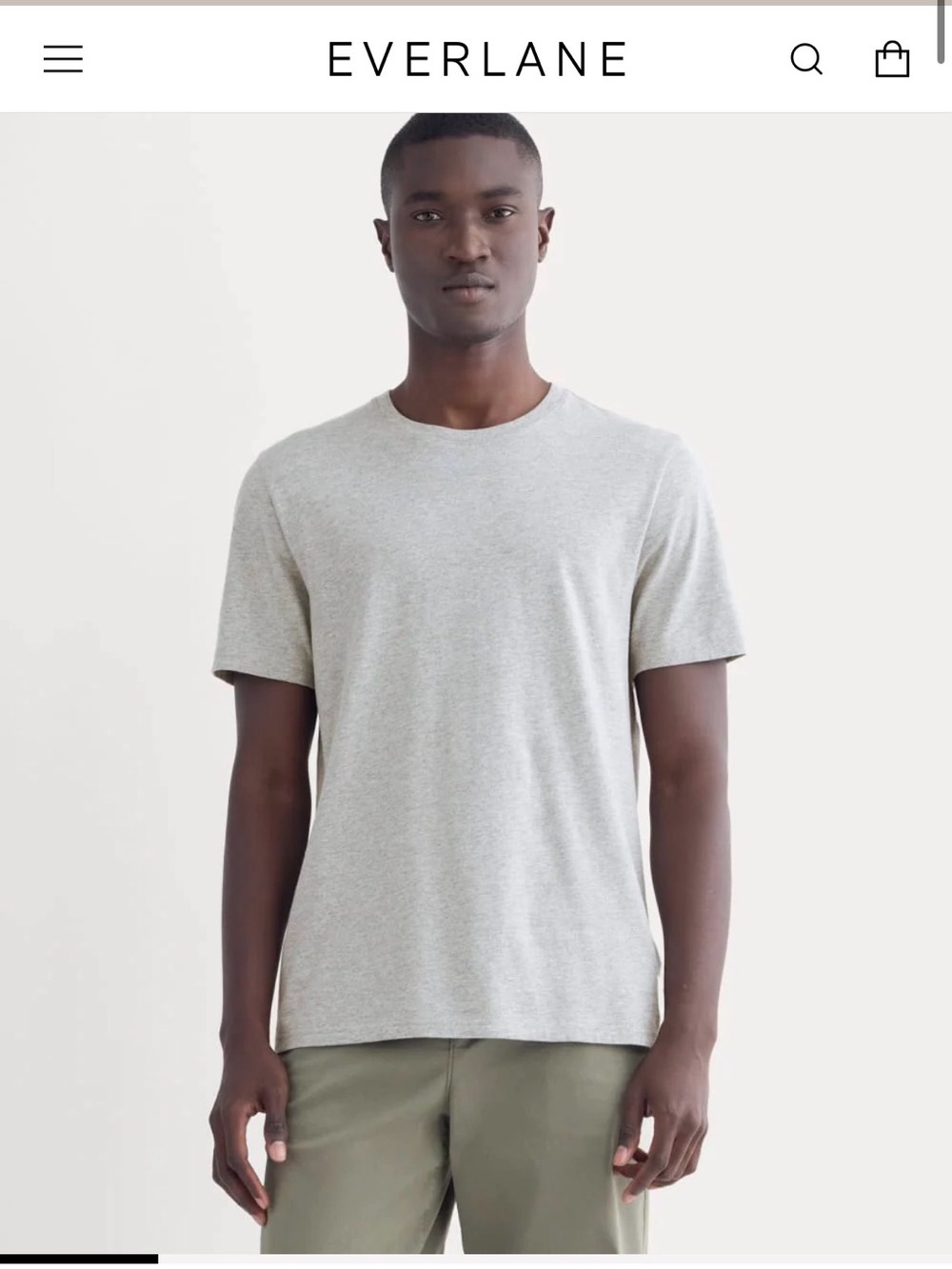 Everlane men’s essential organic crew cut tee heathered gray color size small